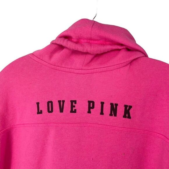 PINK Victorias Secret Cowl Neck Sweatshirt Hot Pink Size XS Fleece Lined Relaxed - Picture 5 of 6